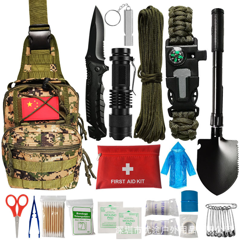 Field survival supplies Rescue equipment Self-driving travel equipment Mountaineering camping escape package Adventure tools Outdoor supplies