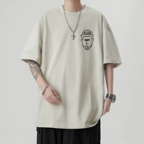 Белая летняя хлопковая спортивная футболка, с рукавом, свободный крой, в американском стиле, короткий рукав