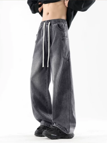 Трендовые прямые свободные джинсы, осенние штаны, повседневные брюки, в американском стиле