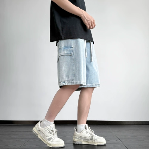 猎璞 Летние штаны, износостойкая джинсовая юбка, ретро шорты, оверсайз, в американском стиле