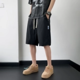 Шорты, тонкие шелковые черные летние штаны для отдыха, для бега, оверсайз