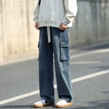 Джинсы, демисезонные ретро штаны, в американском стиле, свободный прямой крой