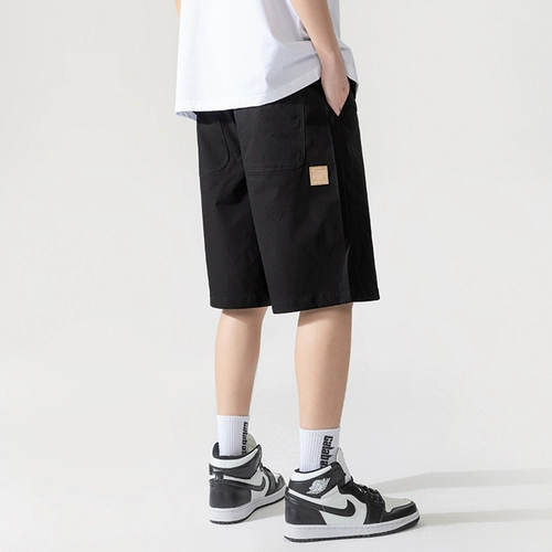 Тонкие шорты, шелковые пляжные летние штаны, в американском стиле, свободный прямой крой