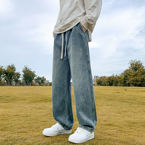 Джинсы, тонкие штаны, оверсайз, свободный прямой крой