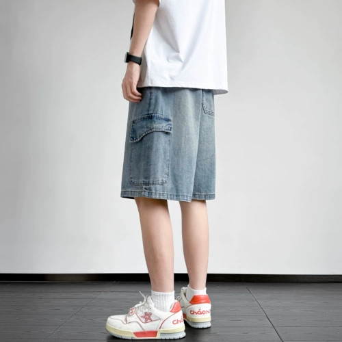 猎璞 Летние штаны, износостойкая джинсовая юбка, ретро шорты, оверсайз, в американском стиле