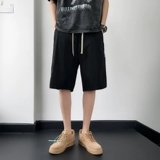 Шорты, тонкие шелковые черные летние штаны для отдыха, для бега, оверсайз