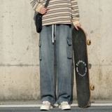 Джинсы, демисезонные ретро штаны, в американском стиле, свободный прямой крой