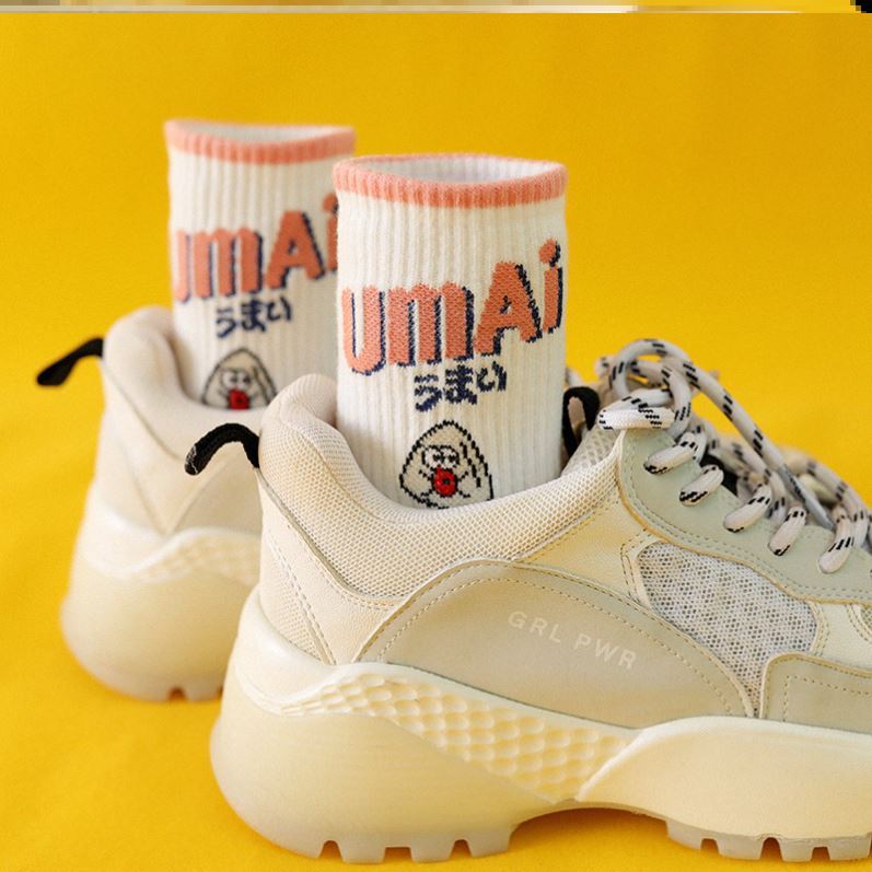 Matching Old Dad shoes worn Sox children Tide Cards Mid Spring Summer Match Ins Nets Red Sports Wind Suitable for Bubble Socks fire
