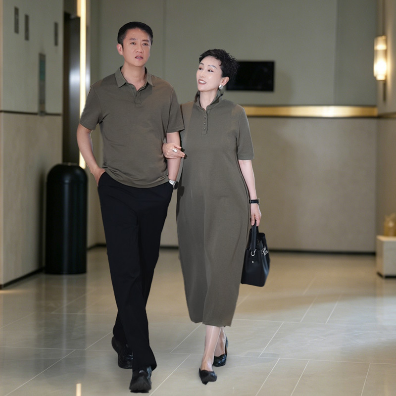 Tang Duo Ji 2026 Summer New Style Loose-Fitting, Slimming, Cool, Breathable, Flesh-Covering Polo Collar Mid-Sleeve Dress 88291