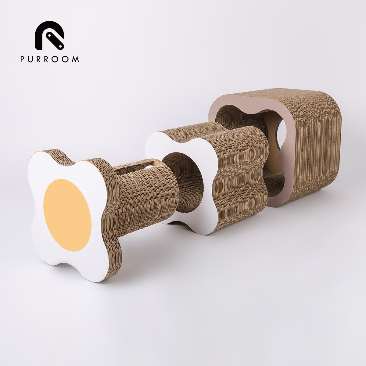 PURROOM Chicken Egg Flower Cat Grip Plate Nest Composition Corrugated Paper Tunnel Cat Toys Resistant to Young Cat Grinding Claw plate Three
