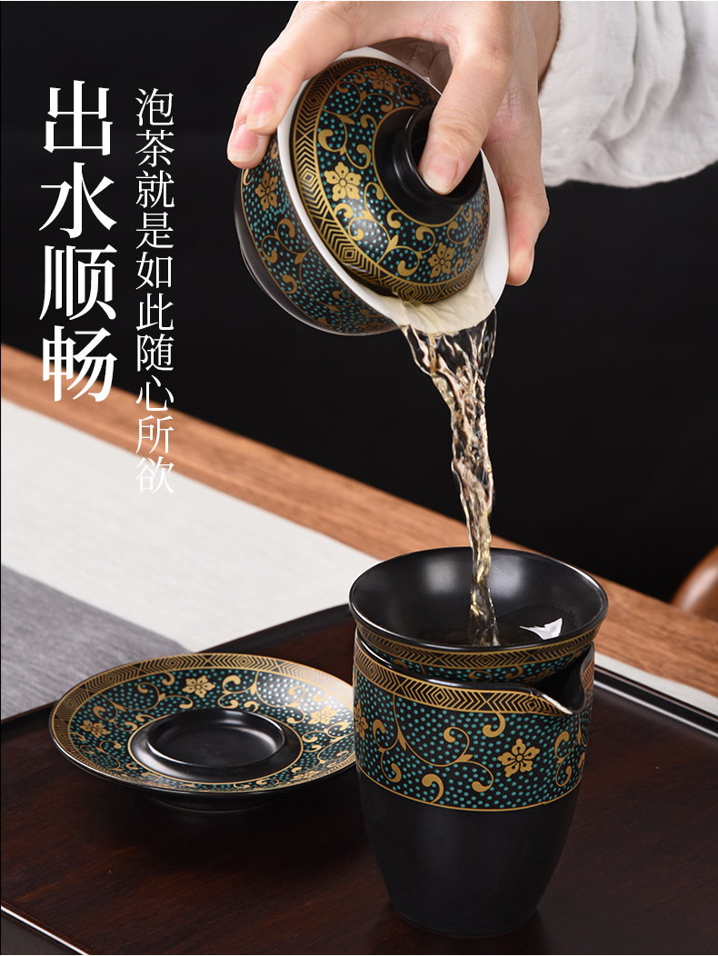 HaoFeng kung fu tea set suit household contracted Japanese ceramic teapot teacup tea sea GaiWanCha accessories gift box