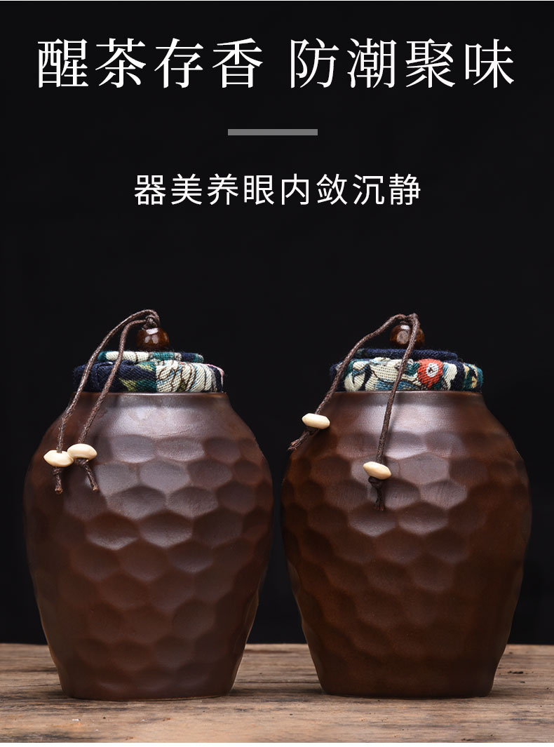 HaoFeng violet arenaceous caddy fixings trumpet pu - erh tea storage tanks by patterns moistureproof receives kung fu tea tea accessories