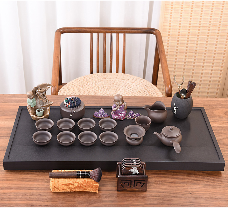Brother HaoFeng purple suit household size sharply stone tea tray, tea sets tea tea teapot teacup
