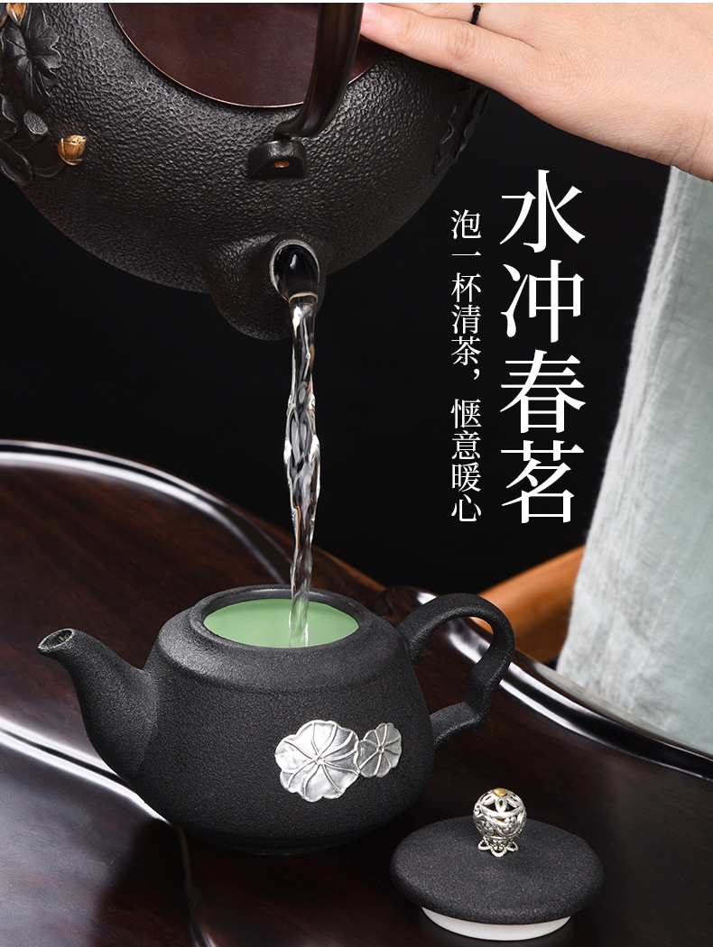 HaoFeng kung fu tea set suit household lid bowl cups of black tea tea six gentleman ceramic teapot