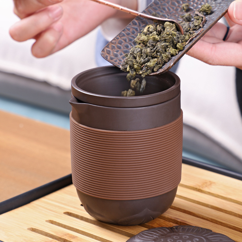 HaoFeng purple sand tea set travel kung fu suit household is suing portable one - piece the receive contracted travel tea set