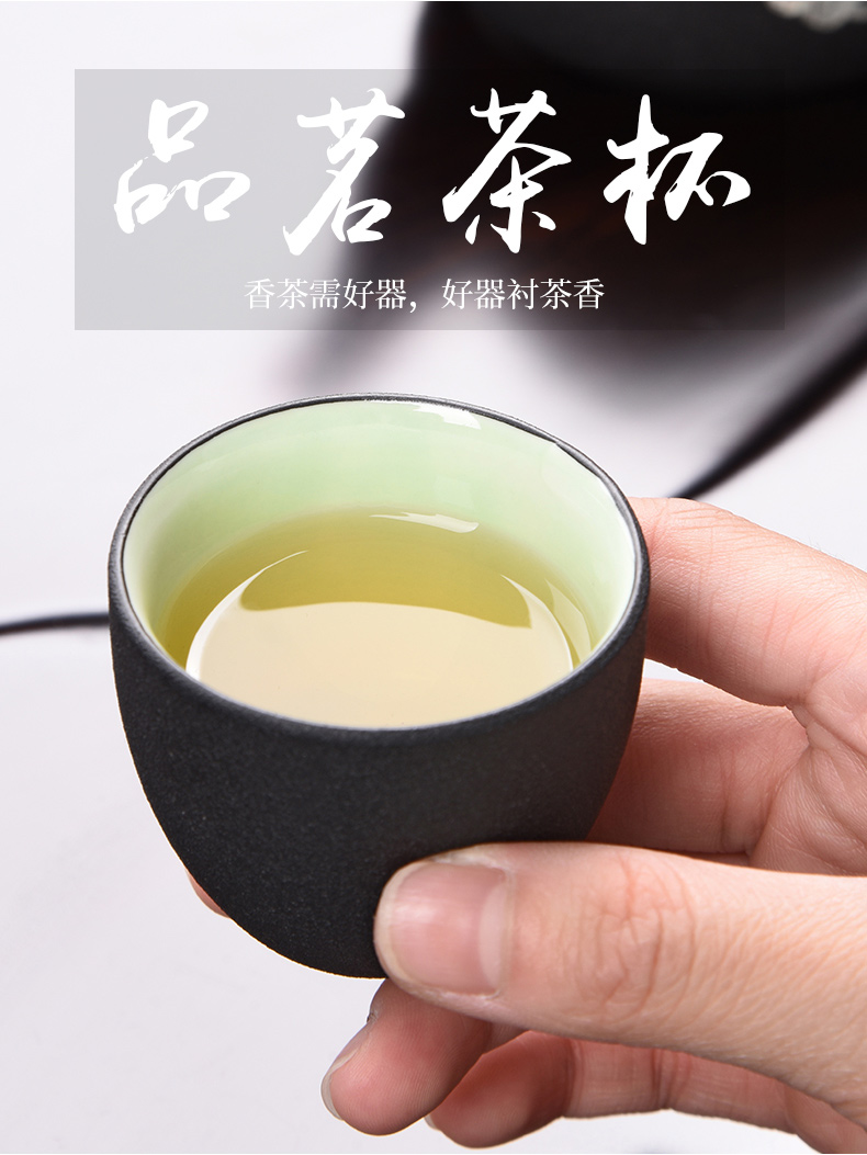HaoFeng kung fu tea set suit household lid bowl cups of black tea tea six gentleman ceramic teapot
