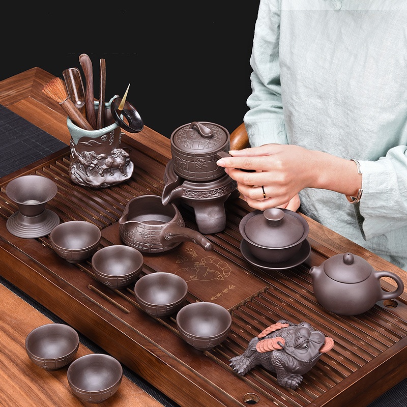 HaoFeng violet arenaceous kung fu of a complete set of automatic tea set lazy person suit Japanese contracted home office cup suit