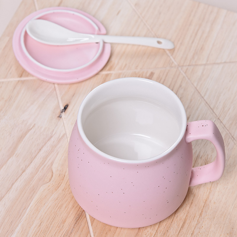 HaoFeng creative mugs ceramic cups of coffee cup milk cup breakfast cup express cartoon cup with a spoon