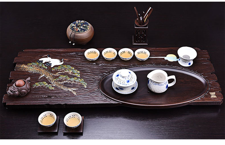 HaoFeng the whole piece of ebony wood tea tray was kung fu and exquisite tea sets purple sand tea tea tea table