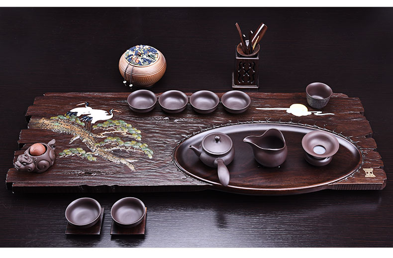 HaoFeng the whole piece of ebony wood tea tray was kung fu and exquisite tea sets purple sand tea tea tea table