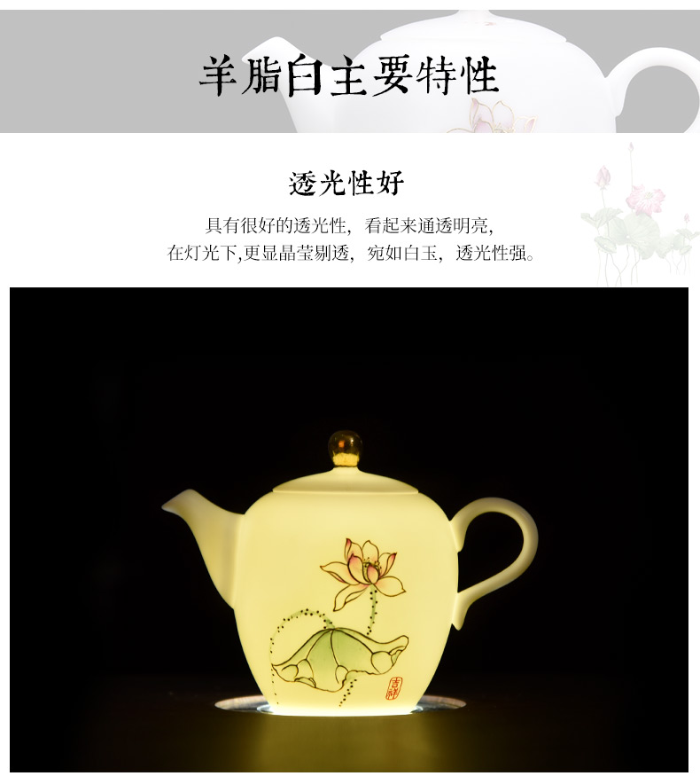 HaoFeng dehua suet jade white porcelain tea sets ceramic bamboo kung fu tea set gift box lid bowl