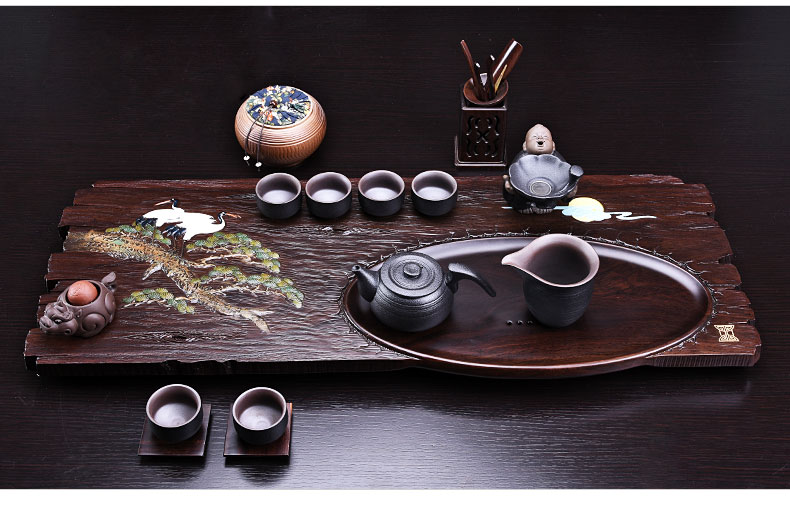 HaoFeng the whole piece of ebony wood tea tray was kung fu and exquisite tea sets purple sand tea tea tea table