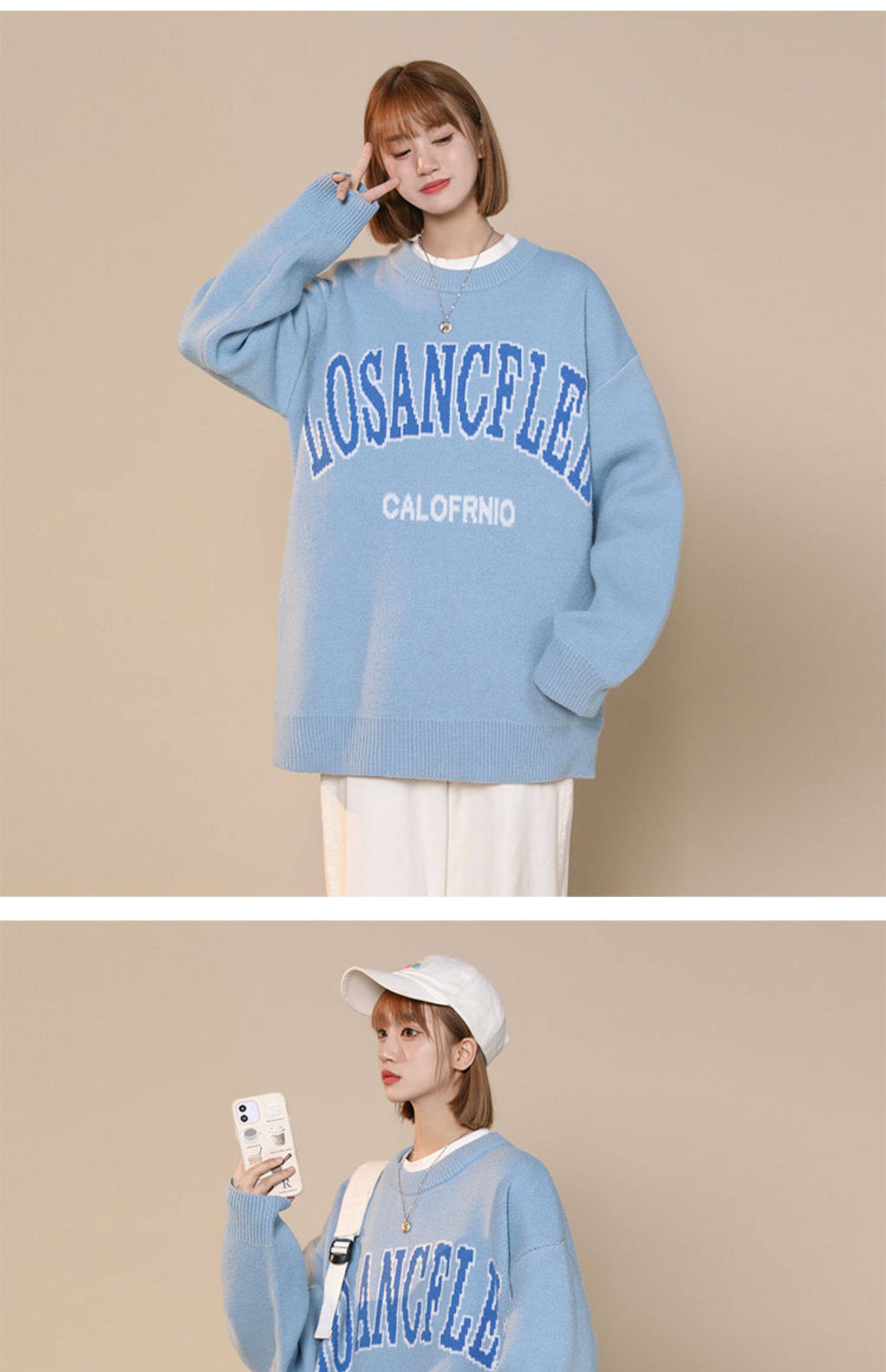 Women's Round Neck Embroidered Sweater For Women & Unisex Style_voghion.com