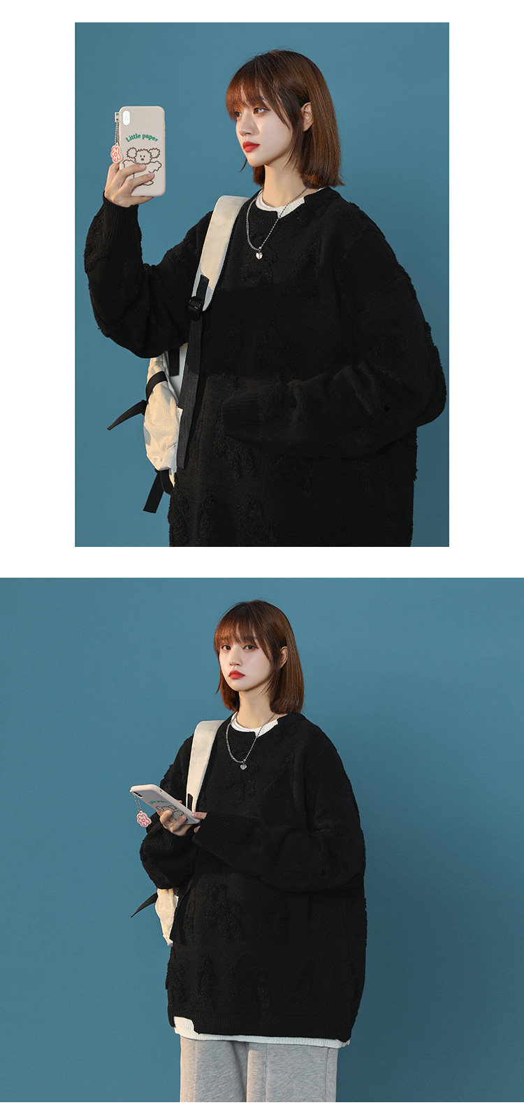 Damen Winterpullover Mit Gesticktem Frottee-detail Und Rundhals_voghion.com