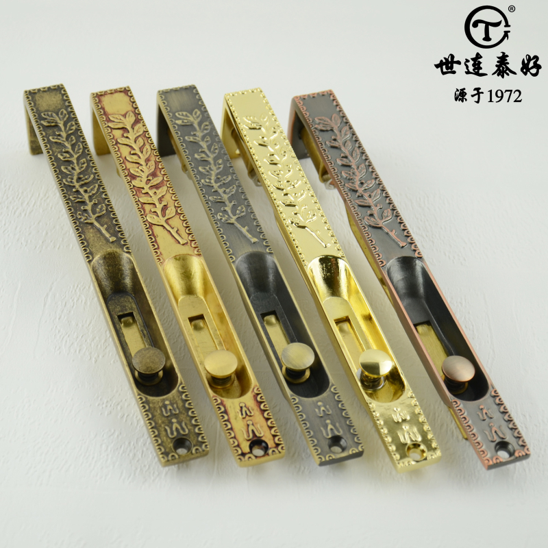 Shi Liantai good pure copper latch European double switch mother and child door dark latch bolt Antique copper heaven and earth latch door lock