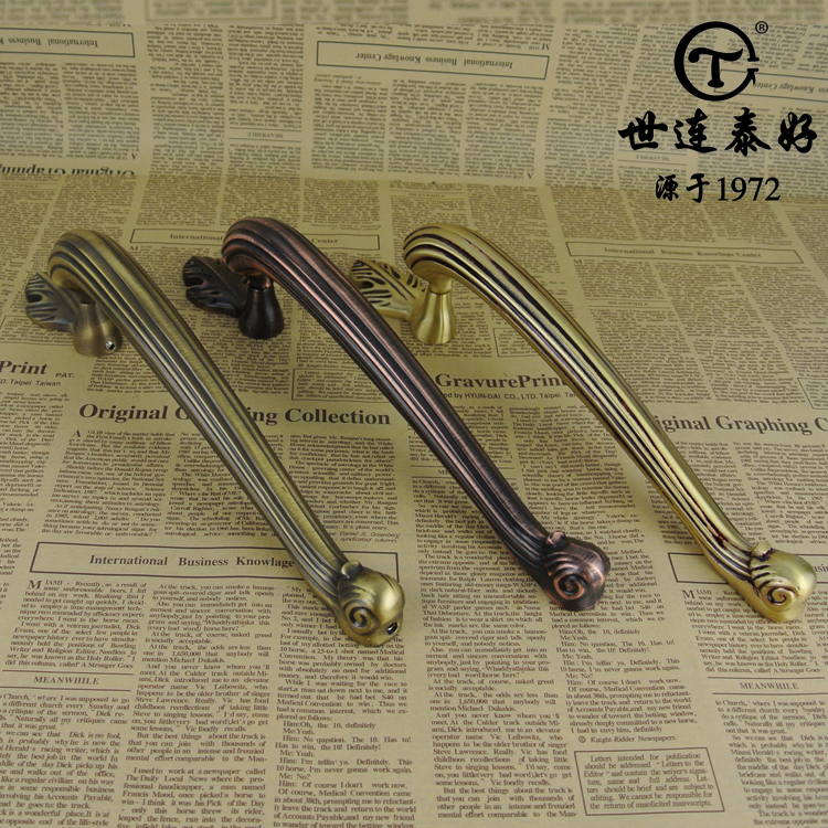 Shilian Taiyou all copper large door handle American black retro solid wood door pure copper surface glass door handle armrest