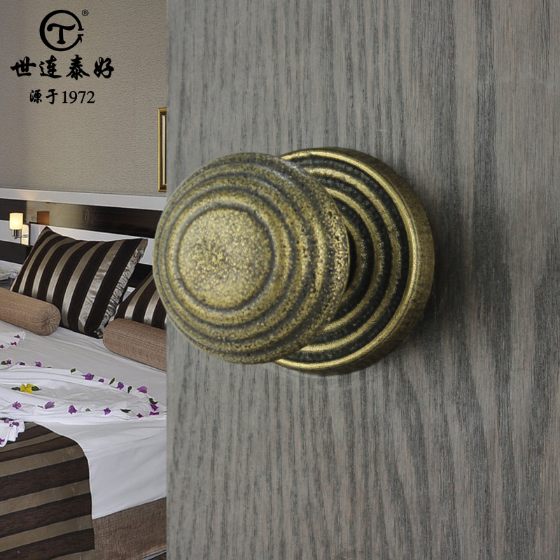 Shilingtai Good Door Lock All copper American retro spherical handle in-room kitchen bedroom toilet pure copper wood door lock
