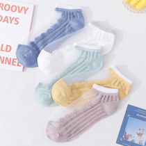 Socks womens Korean version of socks stockings womens summer thin Japanese crystal socks glass silk shallow boat socks transparent invisible