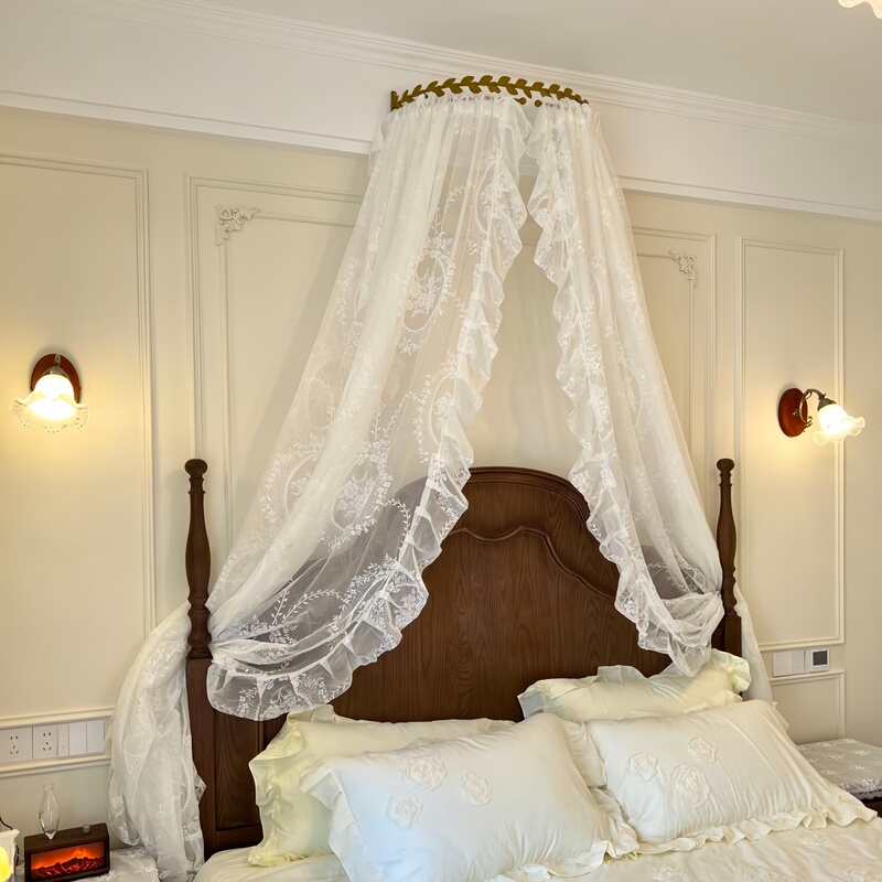 Lace Bed Canopy Princess Bed Curtain Headboard Decoration Gauze Large Lace Trim Romantic Cozy European Style Bedroom with Crown Lace Bed Canopy Princess Bed Curtain Headboard Decoration Gauze Large Lace Trim Romantic Cozy European Style Bedroom with Crown