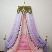 Palace bed mantle bed head yarn ins Princess European decorative yarn wave Court light luxury inlaid hair ball girl heart frame