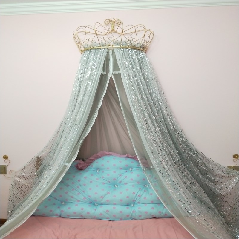 Phong cách châu Âu màn ngủ cung điện mới Mantle giường rèm thêu sequined vương miện công chúa cô gái đáng yêu màu hồng với kệ - Bed Skirts & Valances 	rèm che giường ktx	