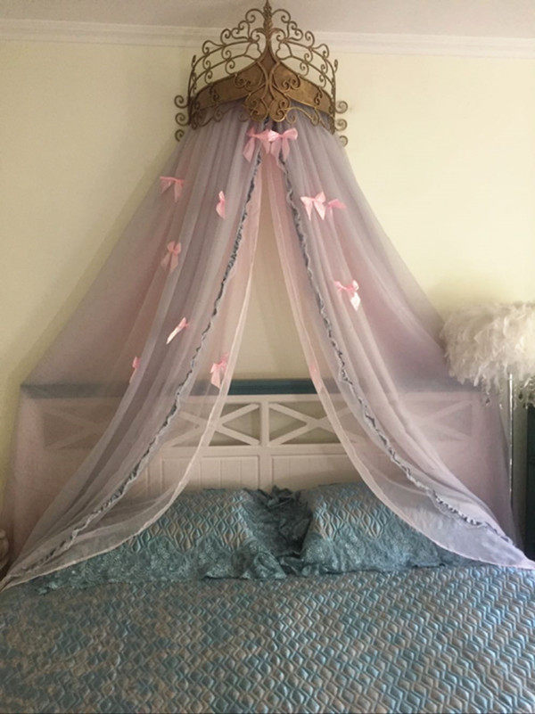 Bed Mantle Bed Curtain Headboard Veil Korean European-style Princess succinct cute and generous pink Pink Matching Butterfly Knot Decorative yarn