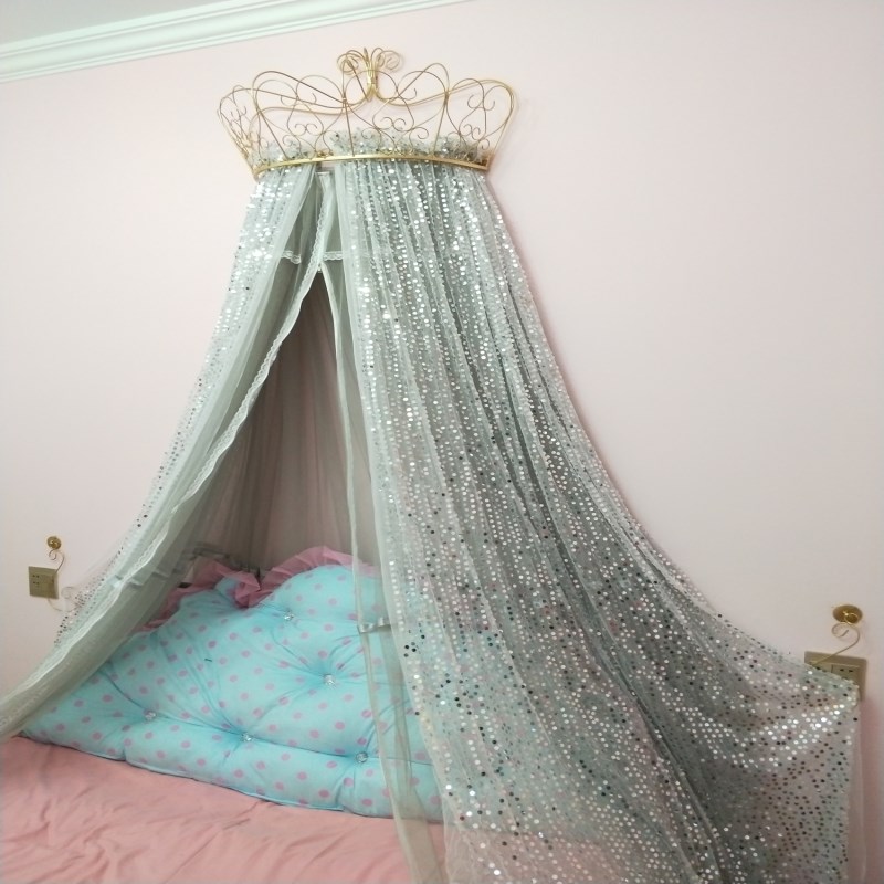 Phong cách châu Âu màn ngủ cung điện mới Mantle giường rèm thêu sequined vương miện công chúa cô gái đáng yêu màu hồng với kệ - Bed Skirts & Valances 	rèm che giường ktx	