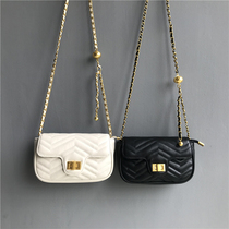 New bag female foreign trade original single tail leather small gold ball single shoulder slope across the small crowd chain ocean tide