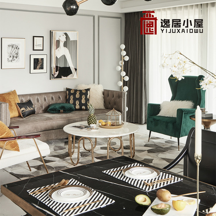 French post-modern fabric sofa model room Italian light luxury style living room furniture combination fashion high-end customization