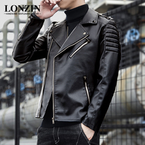Lapel leather clothing men 2021 spring and autumn thin mens coat trend handsome Korean slim puleather jacket locomotive clothing