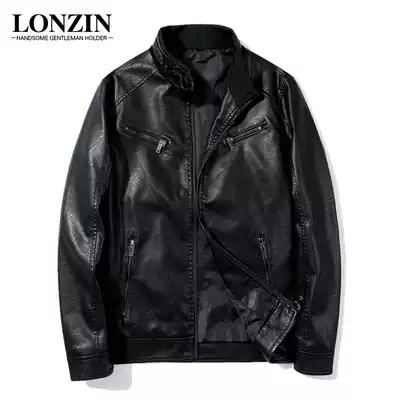 Jacket men's leather clothing Korean version of the trend handsome Pike clothing spring and autumn slim simulation leather jacket men's locomotive clothing