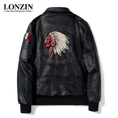 Men's leather clothing slim Korean version of handsome puleather jacket men plus cotton thickened locomotive pilot imitation leather trend jacket