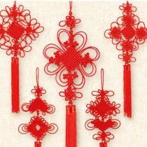 Year of the Ox pure hand-woven large medium small Chinese knot Living room entrance wall doors and windows Blessing word New Year pendant hanging decoration