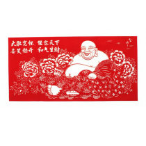 Year of the Ox oversized flocking cloth hollow paper cut-out blessing word window grille Hotel hotel conference room background wall decoration sticker