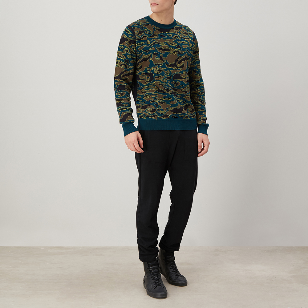 PS Paul Smith màu xanh bông TÓM TẮT HÌNH HỌC PICKENER MENS KNITSWEATER áo len.