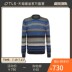 PS Paul Smith GRAY-BLUE LEN ĐÃ TRỘN Casual sọc MENS áo len dài tay. 