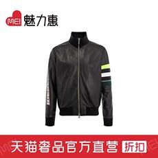 Куртка iceberg黑色羊皮革吸睛刺绣logo秋冬男士皮夹克
