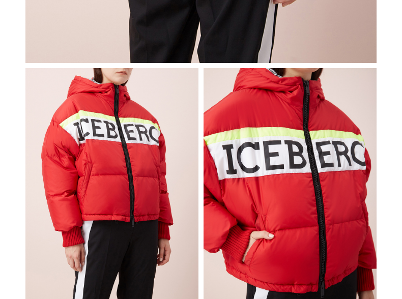 天猫直营 意大利 Iceberg 女19秋冬条纹短款羽绒服 图3