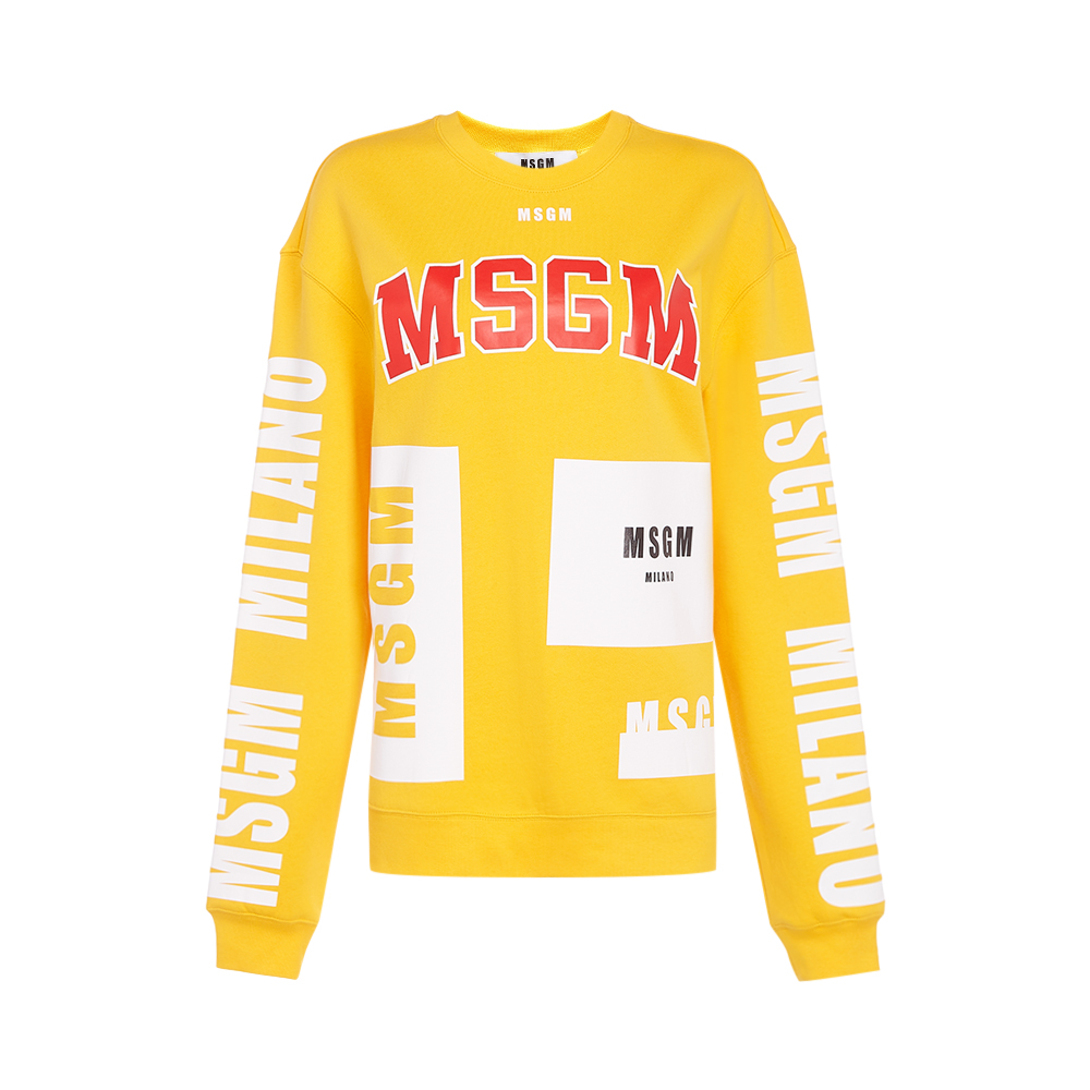 MSGM nhiều màu thư bông hit LOGO in vòng cổ áo len nữ dài tay của