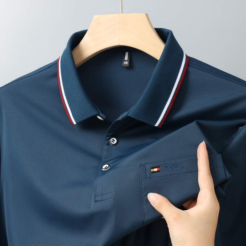 Summer Short-Sleeved Polo Shirt for Middle-Aged Men, Loose Fit, Made of Polyester Cotton, Suitable for Dads